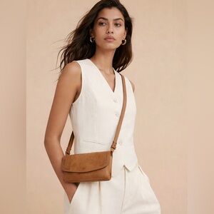 Lucky Brand Women’s Brown/Tan Crossbody Bag Snap Closure Adjustable Strap EUC